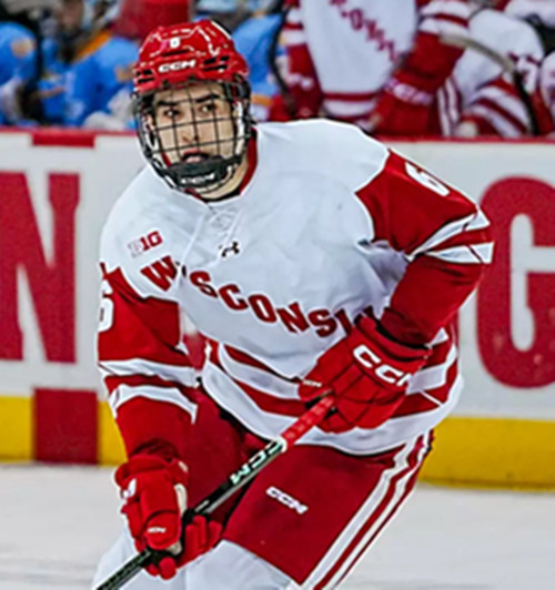 Wisconsin Badgers #6 Logan Hensler White College Hockey Game Jersey