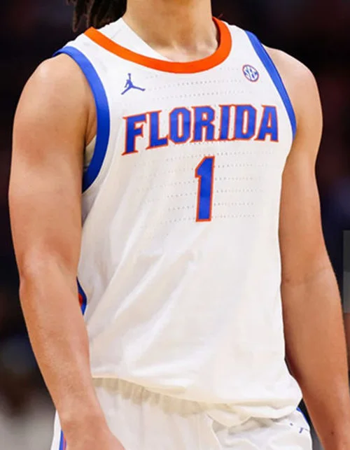 Florida Gators #1 Xaivian Lee 2025 White College Basketball Game Jersey