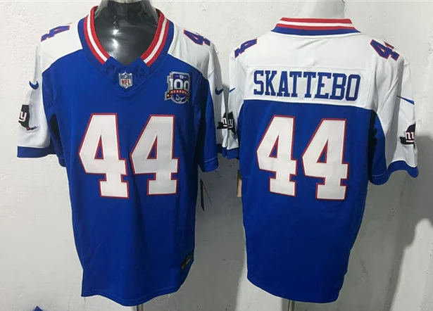 Men's New York Giants #44 Cam Skattebo Royal White Gratitude Limited Jersey
