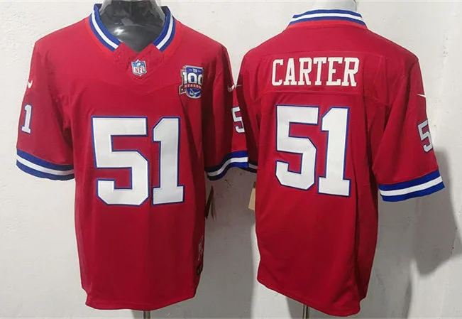 Men's New York Giants #51 Abdul Carter Red 100TH Replic Limited Jersey