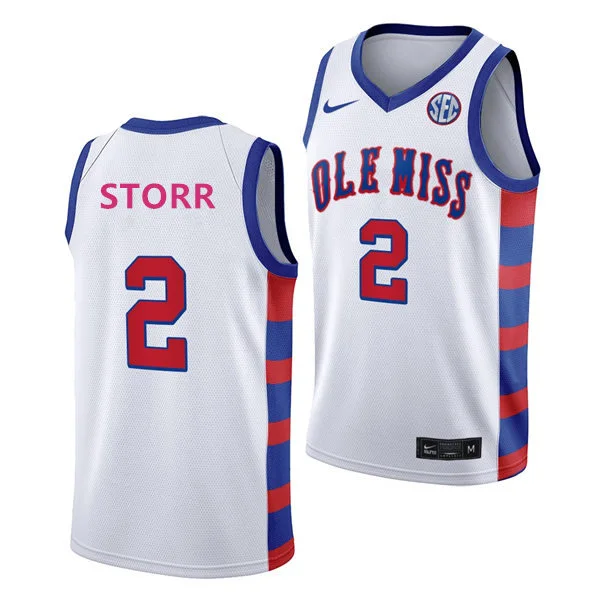 Ole Miss Rebels #2 AJ Storr White 20th Anniversary Basketball Jersey