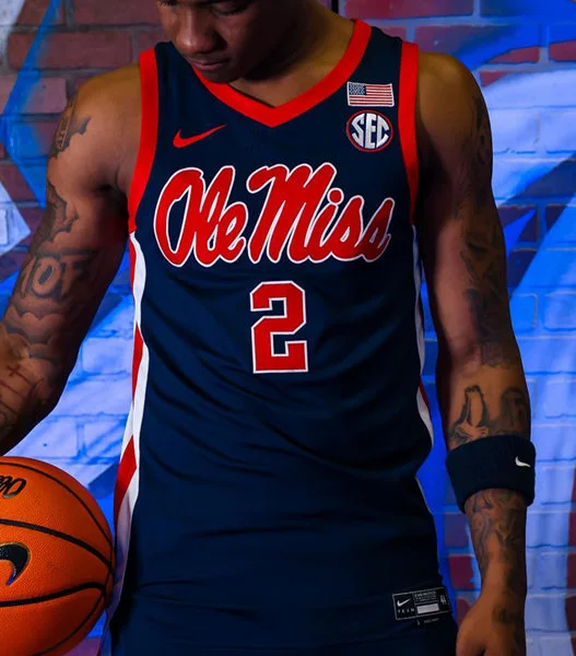 Ole Miss Rebels #2 AJ Storr 2025 Navy College Basketball Game Jersey