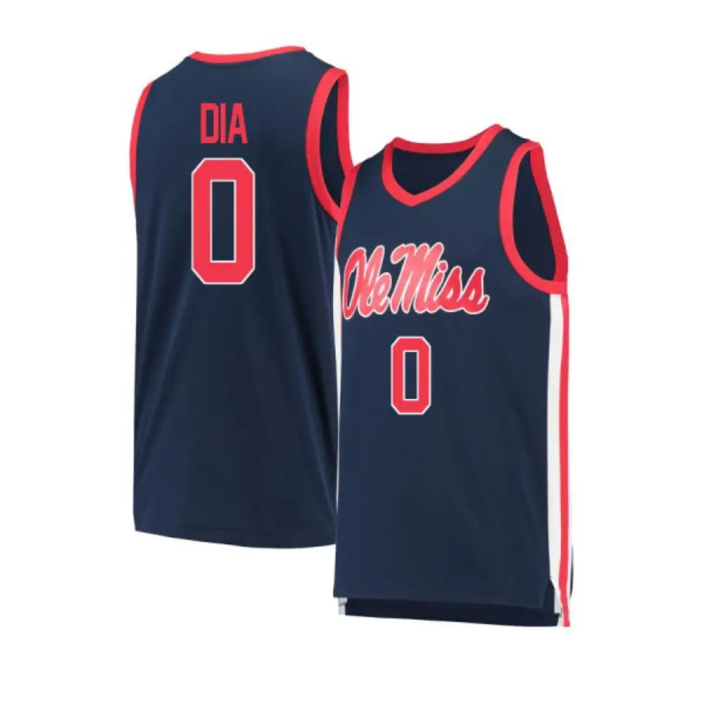 Ole Miss Rebels #0 Malik Dia 2025 Navy College Basketball Game Jersey