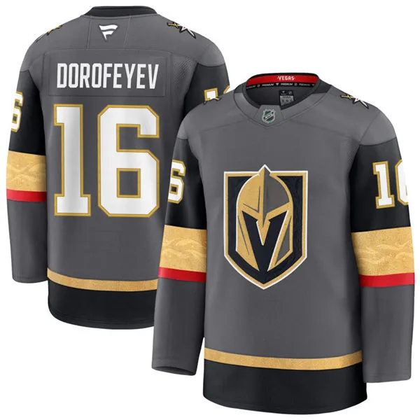 Mens Vegas Golden Knights #16 Pavel Dorofeyev Stitched Fanatics Gray Alternate Premium Jersey