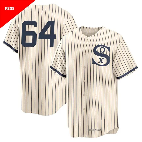 Mens Chicago White Sox #64 Shane Smith Nike White PIN STRIPE 2021 Field of Dreams Jersey