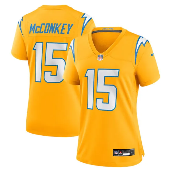 Women's Los Angeles Chargers #15 Ladd McConkey Nike Gold Alternate Charger Power Vapor F.U.S.E. Limited Jersey