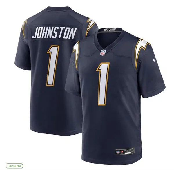 Men's Los Angeles Chargers #1 Quentin Johnston Nike Navy Alternate Super Chargers Vapor F.U.S.E. Limited Jersey
