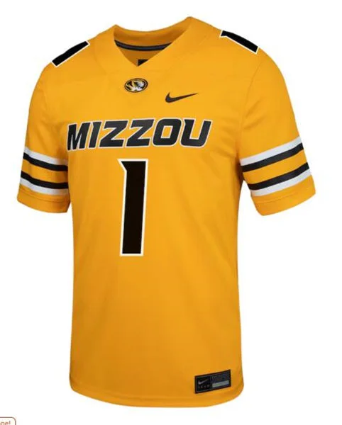 Missouri Tigers #1 Donovan Olugbode Nike 2025 Gold Football Game Jersey