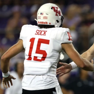 Houston Cougars #15 Jake Sock 2024 XII Whie Houston Football Game Jersey