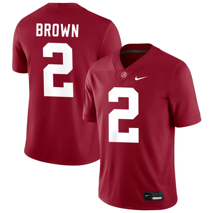 Mens Alabama Crimson Tide #2 Zabien Brown 2025 Crimson College Football Game Jersey