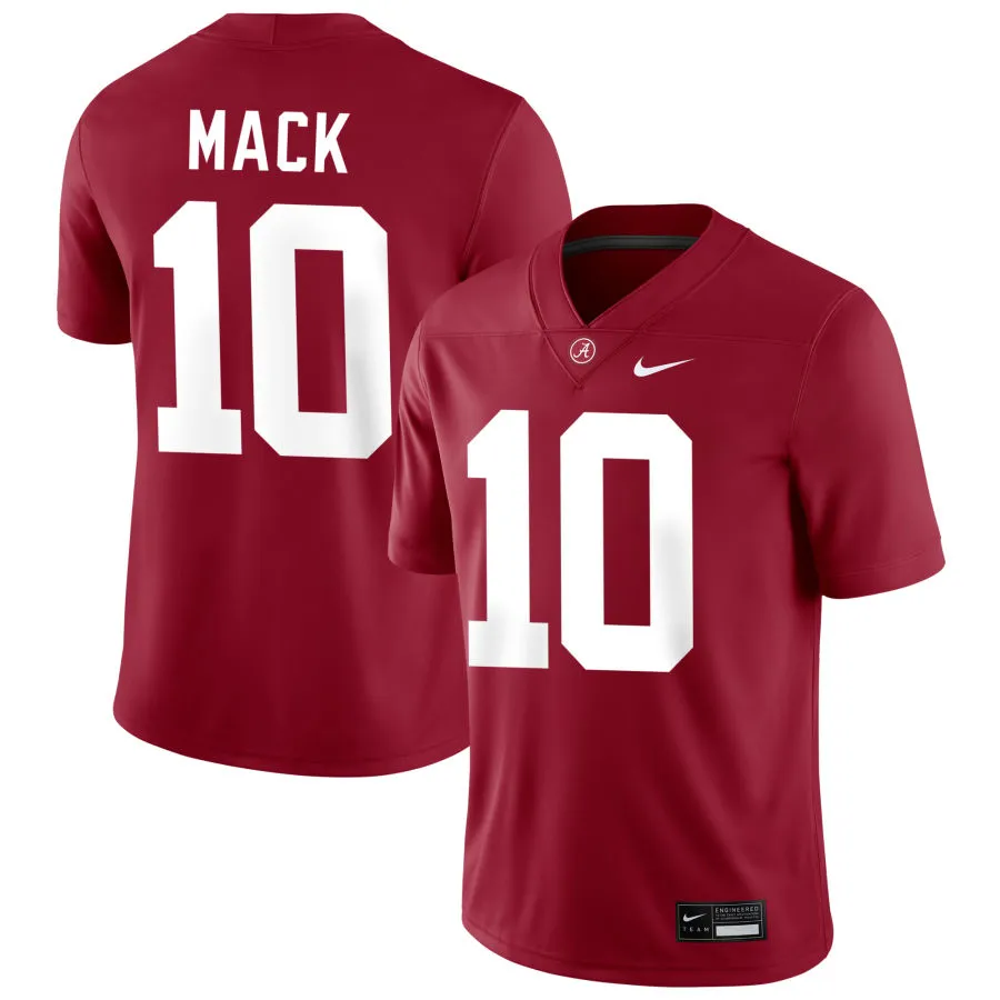 Mens Alabama Crimson Tide #10 Austin Mack 2025 Crimson College Football Game Jersey