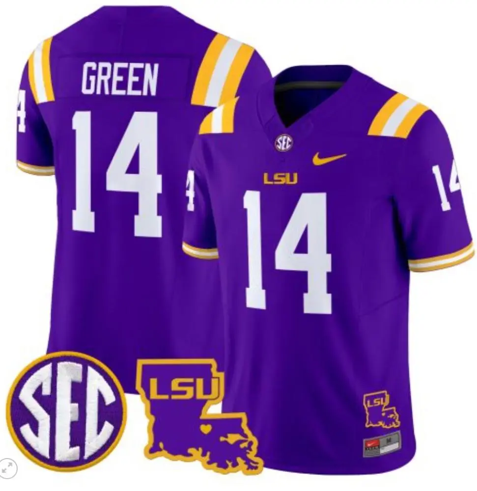 LSU Tigers #14 Trey'Dez Green Purple F.U.S.E. Limited College Football Game Jersey