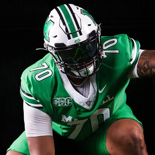 Marshall Thundering Herd #70 Jalen Slappy 2025 Kelly Green Vapor F.U.S.E. Limited Football Jersey