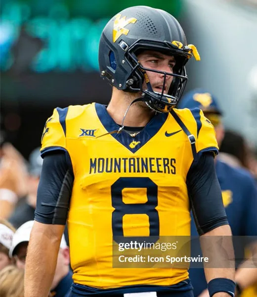 West Virginia Mountaineers #8 Nicco Marchiol 2025 Gold F.U.S.E. Limited Football Game Jersey
