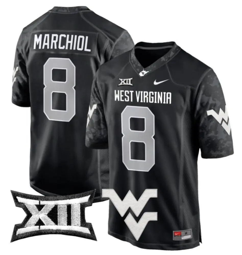 West Virginia Mountaineers #8 Nicco Marchiol 2025 BLACK ALTERNATE F.U.S.E. Limited Football Game Jersey