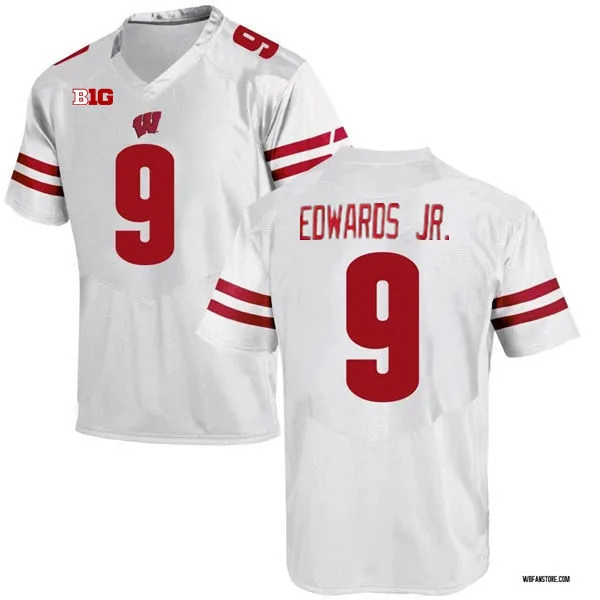 Wisconsin Badgers #9 Billy Edwards Jr. White College Football Game Jersey