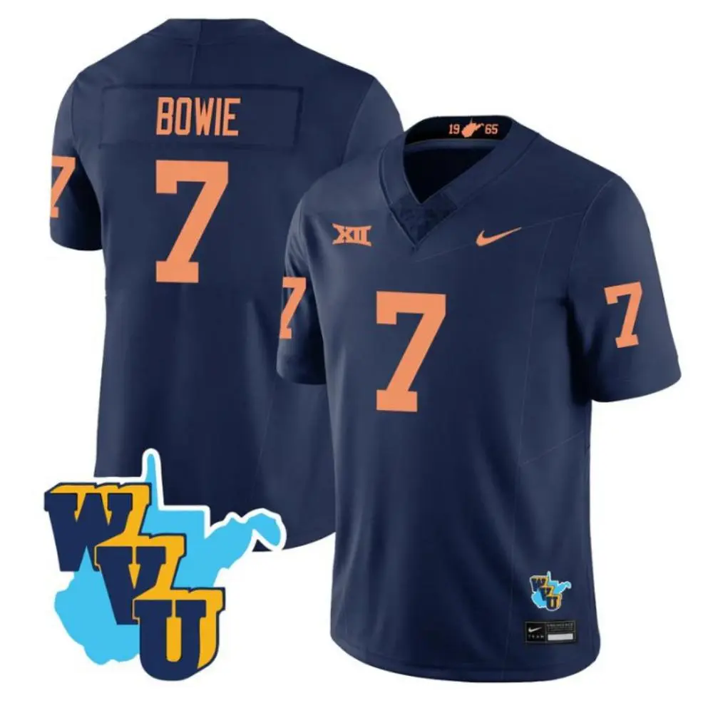 West Virginia Mountaineers #7 Jarod Bowie Navy 1965 Retro Football Jersey