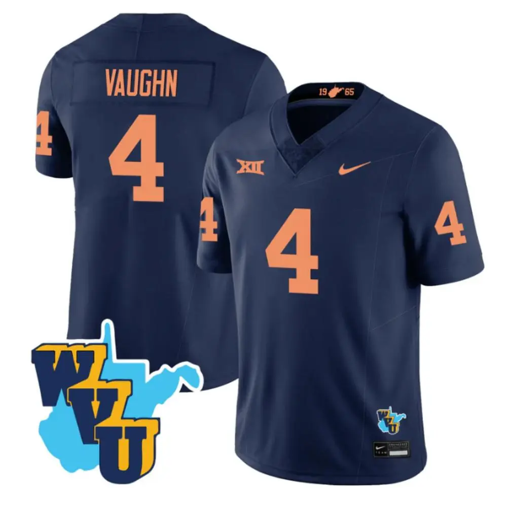 West Virginia Mountaineers #4 Cam Vaughn Navy 1965 Retro Football Jersey