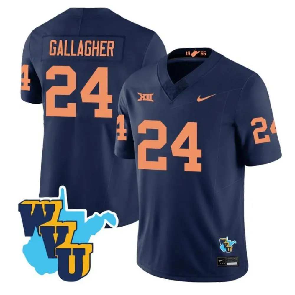 West Virginia Mountaineers #24 Rodney Gallagher III Navy 1965 Retro Football Jersey
