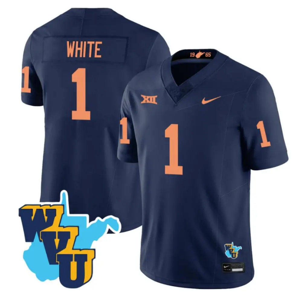 West Virginia Mountaineers #1 Jahiem White Navy 1965 Retro Football Jersey