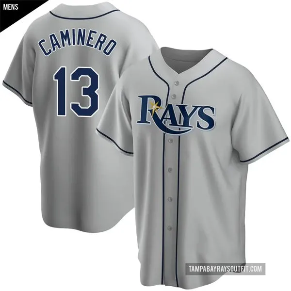 Men's Tampa Bay Rays ＃13 Junior Caminero Nike Gray Road Limited Jersey