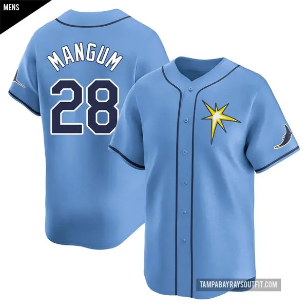 Mens Tampa Bay Rays #28 Jake Mangum Light Blue With Star Alternate Limited Jersey