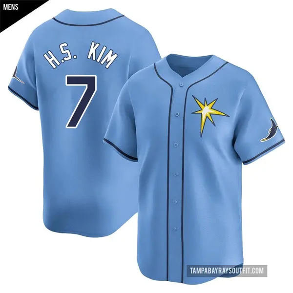 Mens Tampa Bay Rays #7 Ha-seong Kim Light Blue With Star Alternate Limited Jersey