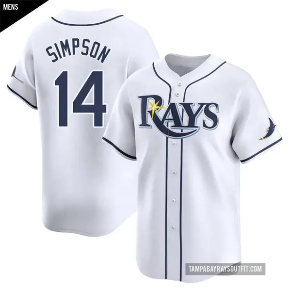 Mens Tampa Bay Rays #14 Chandler Simpson Nike White Home Limited Jersey