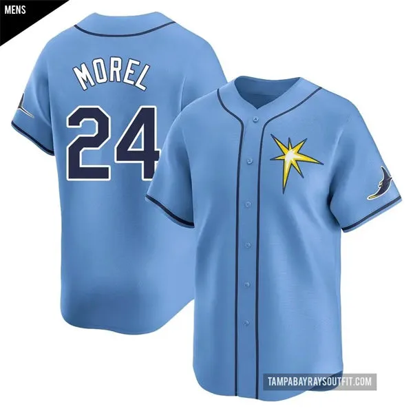 Mens Tampa Bay Rays #24 Christopher Morel Light Blue With Star Alternate Limited Jersey