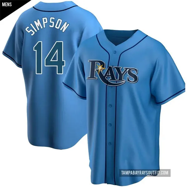 Mens Tampa Bay Rays #14 Chandler Simpson Light Blue Alternate Limited Jersey