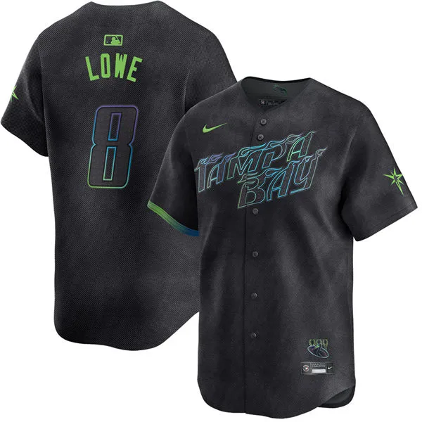 Men's Tampa Bay Rays #8 Brandon Lowe Charcoal City Connect Limited Jersey