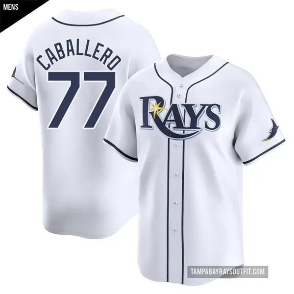 Mens Tampa Bay Rays #77 Jose Caballero Nike White Home Limited Jersey