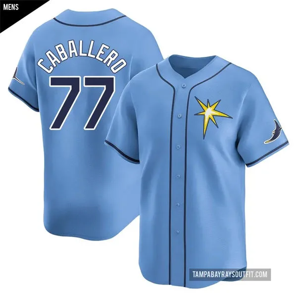 Mens Tampa Bay Rays #77 Jose Caballero Light Blue With Star Alternate Limited Jersey