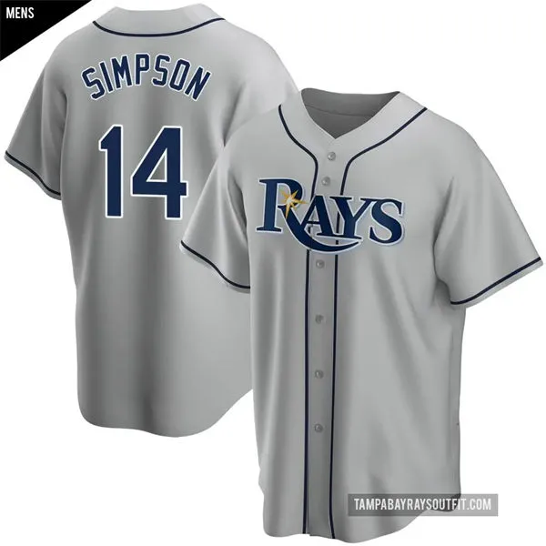 Mens Tampa Bay Rays #14 Chandler Simpson Nike Away Gray Limited Jersey