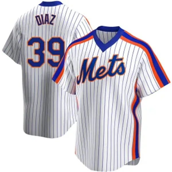 Mens New York Mets #39 Edwin Diaz Nike White Pullover Cooperstown Collection Jersey