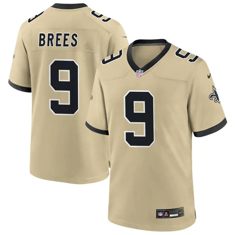 Youth New Orleans Saints Retired Player #9 Drew Brees Nike Gold Gameday Golds Alternate F.U.S.E. Limited Jersey