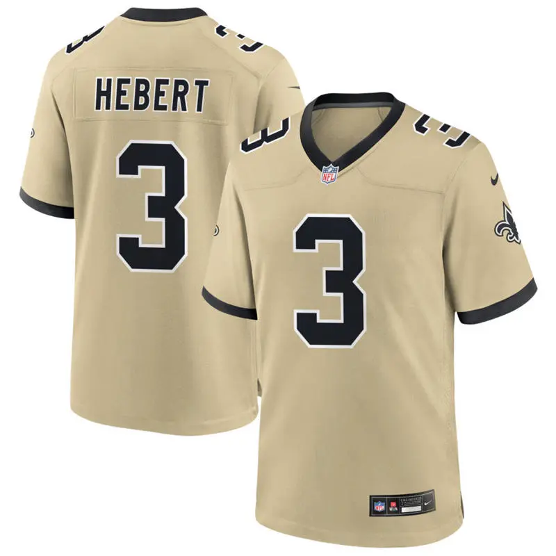 Youth New Orleans Saints Retired Player #3 Bobby Hebert Nike Gold Gameday Golds Alternate F.U.S.E. Limited Jersey