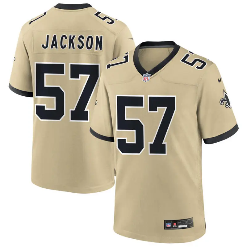 Mens New Orleans Saints Retired Player #57 Rickey Jackson Nike Gold Gameday Golds Alternate F.U.S.E. Limited Jersey
