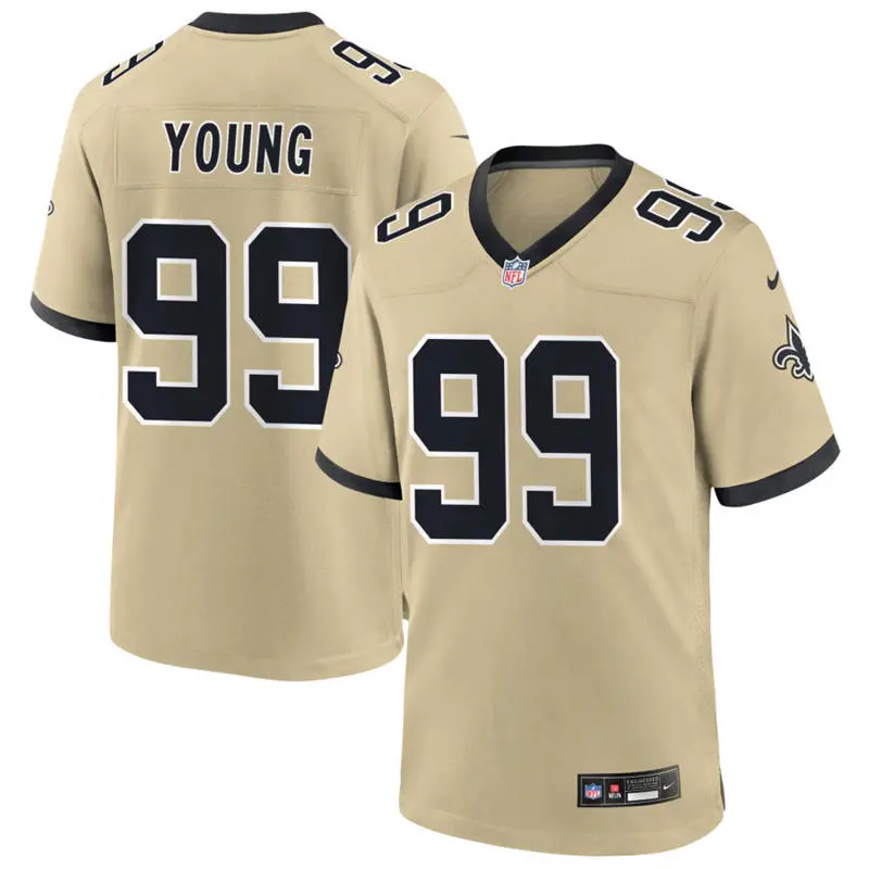 Mens New Orleans Saints #99 Chase Young Nike Gold Gameday Golds Alternate F.U.S.E. Limited Jersey