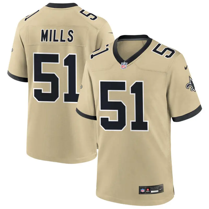 Mens New Orleans Saints Retired Player #51 Sam Mills Nike Gold Gameday Golds Alternate F.U.S.E. Limited Jersey