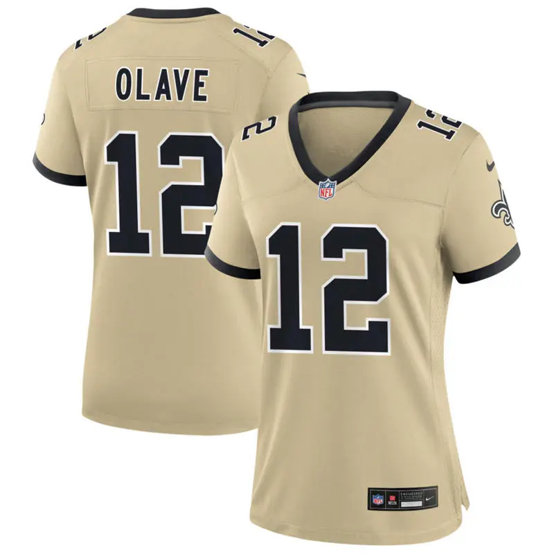 Women's New Orleans Saints #12 Chris Olave Nike Gold Gameday Golds Alternate Limited Jersey