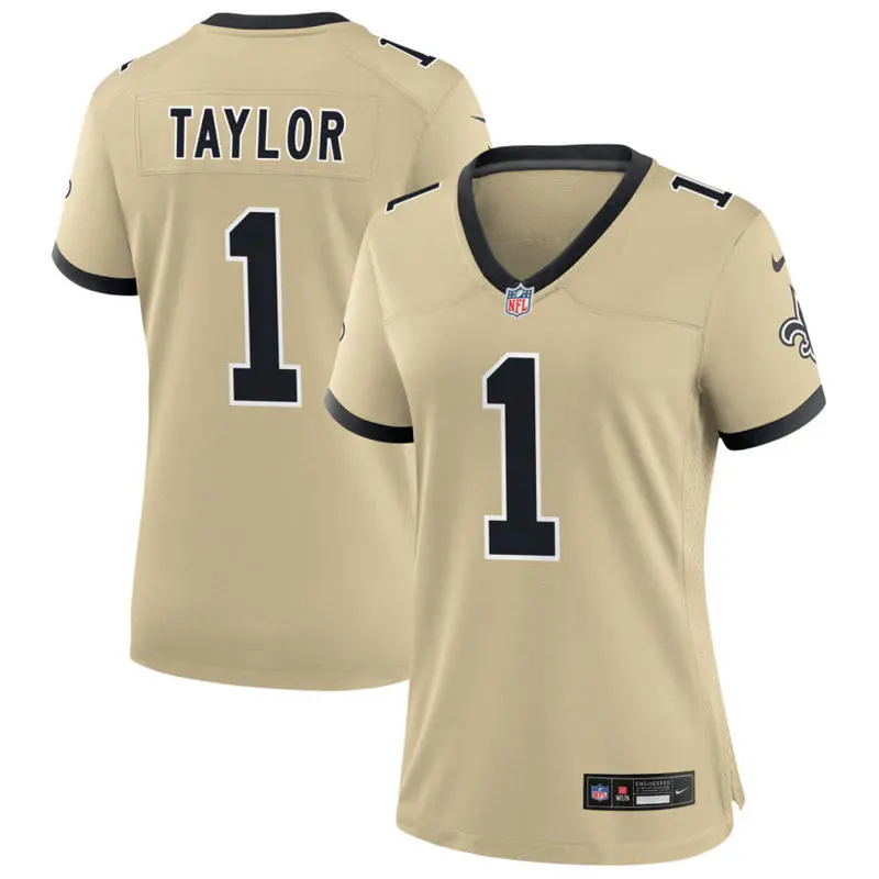 Women's New Orleans Saints #1 Alontae Taylor Nike Gold Gameday Golds Alternate Limited Jersey