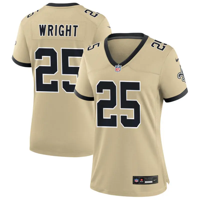 Women's New Orleans Saints #25 Rejzohn Wright Nike Gold Gameday Golds Alternate Limited Jersey