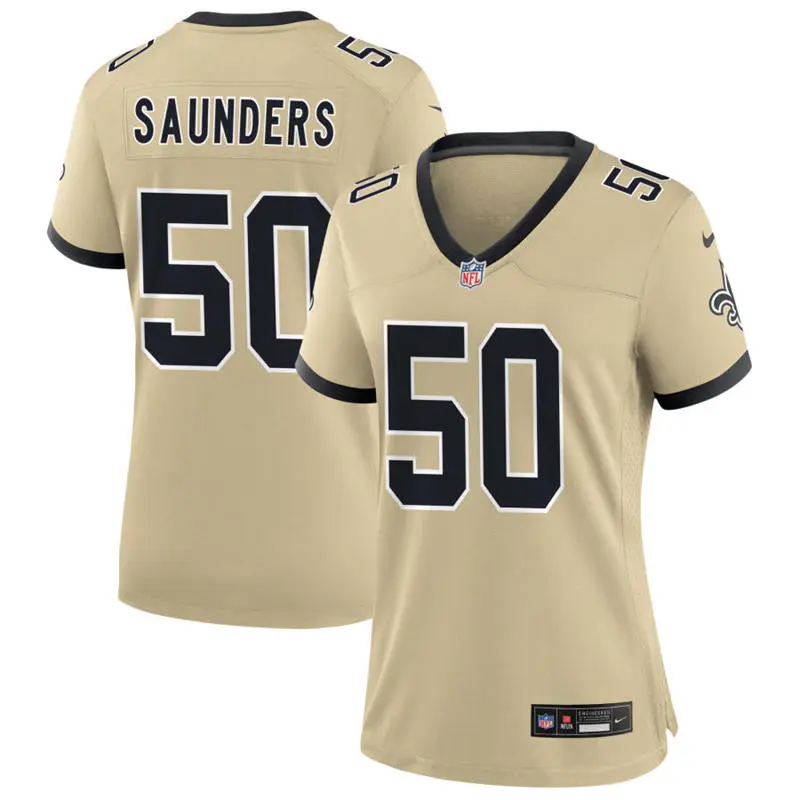 Women's New Orleans Saints #50 Khalen Saunders Nike Gold Gameday Golds Alternate Limited Jersey