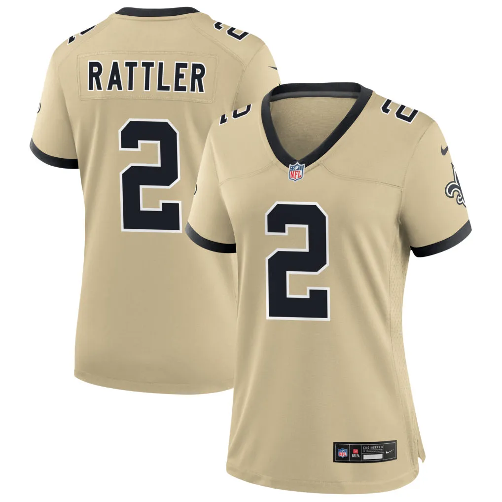 Womens New Orleans Saints #2 Spencer Rattler Nike Gold Gameday Golds Alternate F.U.S.E. Limited Jersey