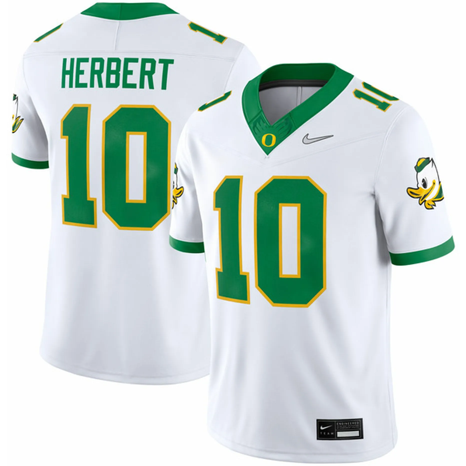 Men's Oregon Ducks #10 Justin Herbert White Retro College Football Game Jersey