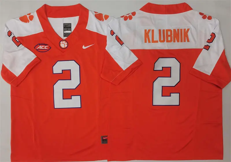 Mens Clemson Tigers #2 Cade Klubnik Orange White Gratitude F.U.S.E. Limited Jersey
