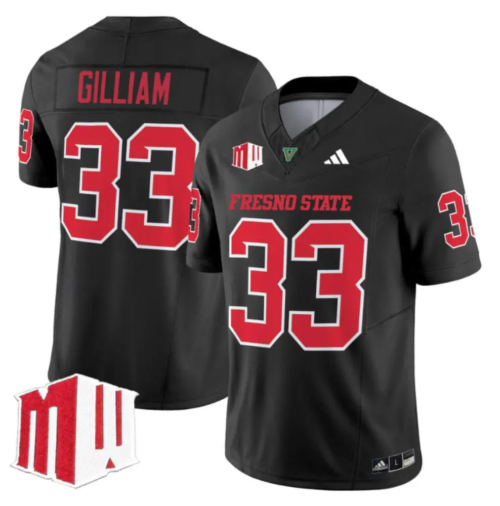 Fresno State Bulldogs #33 Elijah Gilliam Black 2025 Football Game Jersey