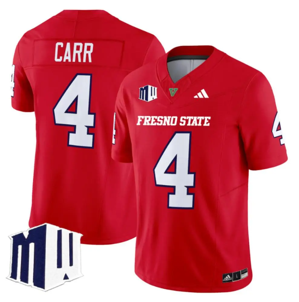 Fresno State Bulldogs #4 Derek Carr Red 2025 Football Game Jersey