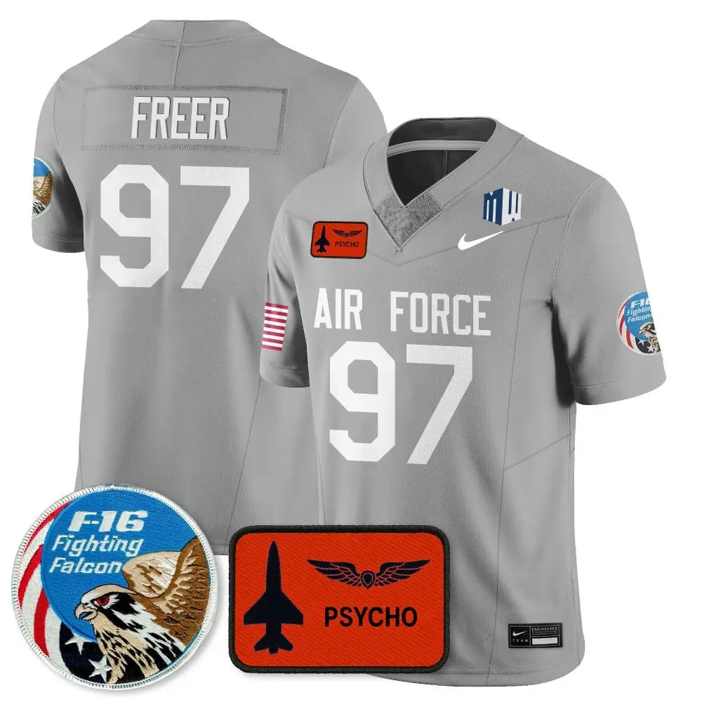 Air Force Falcons #97 Luke Freer Nike Gray APLS Fighting Falcon Collection Football Game Jersey